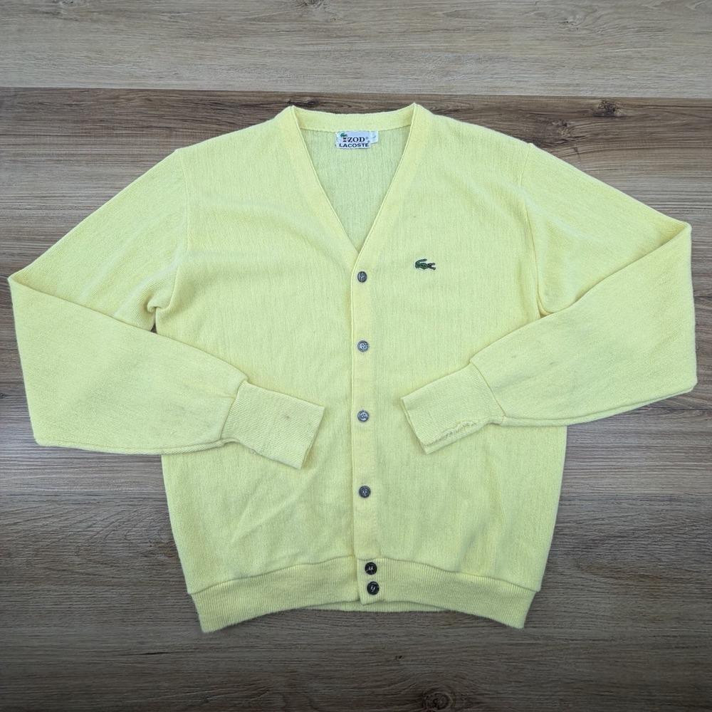 Vintage‎ Izod x Lacoste Lemon Cardigan Sweater Size Large
